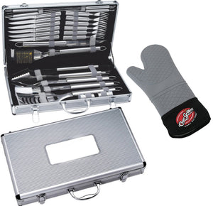 24 Piece Deluxe BBQ Set & 15" Silicone Oven Mitt