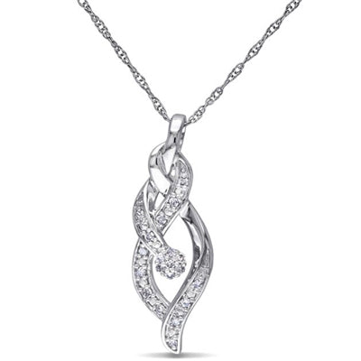 Delmar 1/10 CT Diamond Fashion Pendant in 10k White Gold