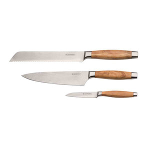 Le Creuset 3pc. Knife Set - Olive Wood